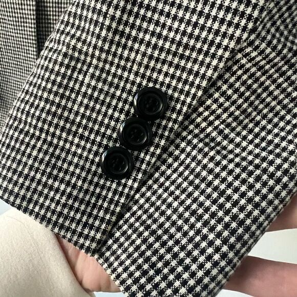 Adolfo Studio Womens  Notch Lapel Single Breasted  Checked Gray Blazer Size 10 - Picture 5 of 10